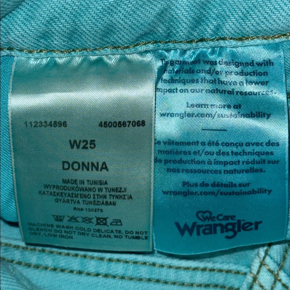 Wrangler Donna High Rise Jean Shorts Turquoise Blue Women’s 25 - Picture 8 of 10